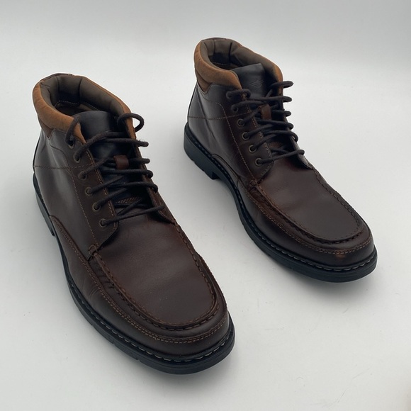 Dockers Dark Brown Leather Ankle Boots mens 11 office casual grandpa Y2K Work - Picture 13 of 13